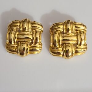 Vintage bluette France shoe clips dress clips gold basket weave 50's 60's